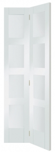 Shaker 4 Panel White Bi-fold Door With Clear glass
